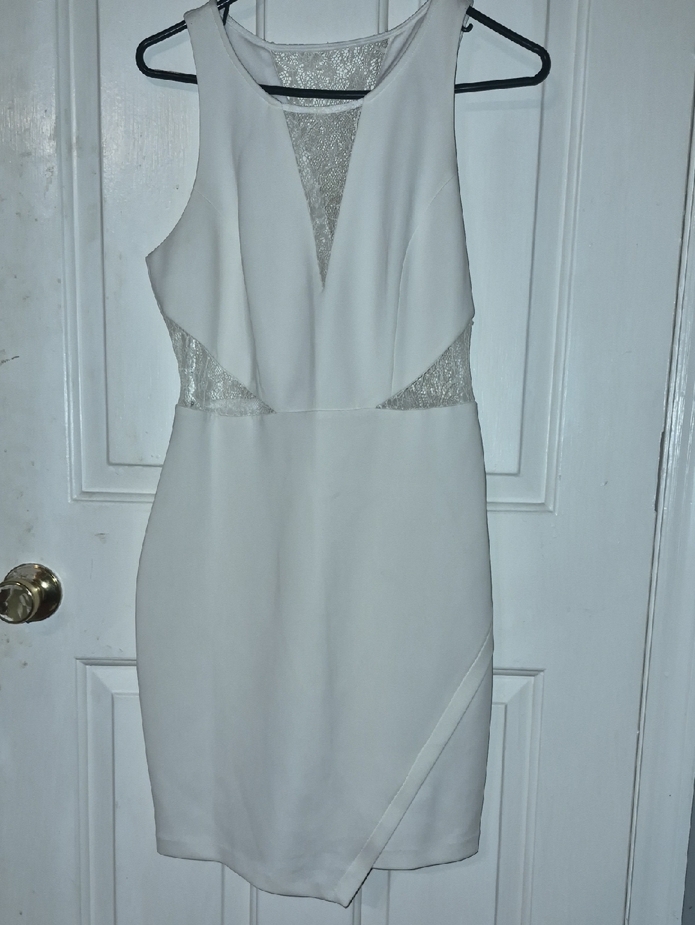 Guess White Sleeveless Lace-Panel Mini Dress Size 8